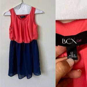 BCX Girl Kids Size 12 Coral and Navy Macy’s Brand Dress
